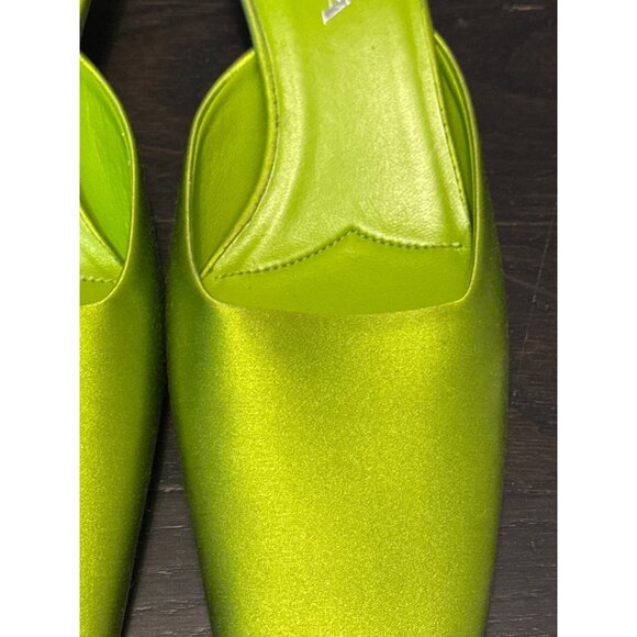 Prada Green Satin Square-Toe Mules Size 38 - Picture 2 of 6